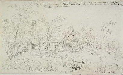 Uma casa de campo arruinada em Capel, Suffolk, 1796